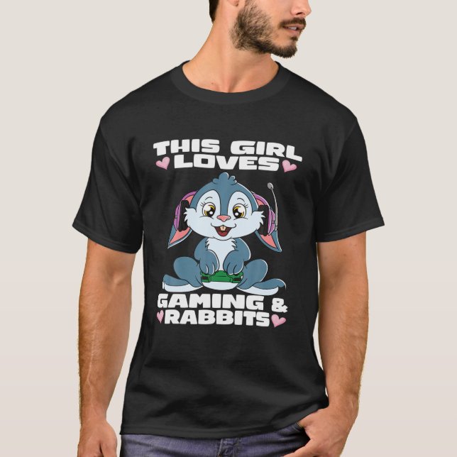 T-shirt Cette Fille Aime Les Lapins Et Le Jeu De Lapin (Devant)