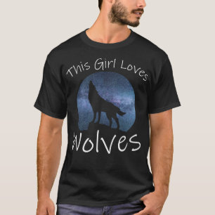 T-shirt CETTE FILLE AIME LES LOUPS Loup Hurleur Ciel Étoil