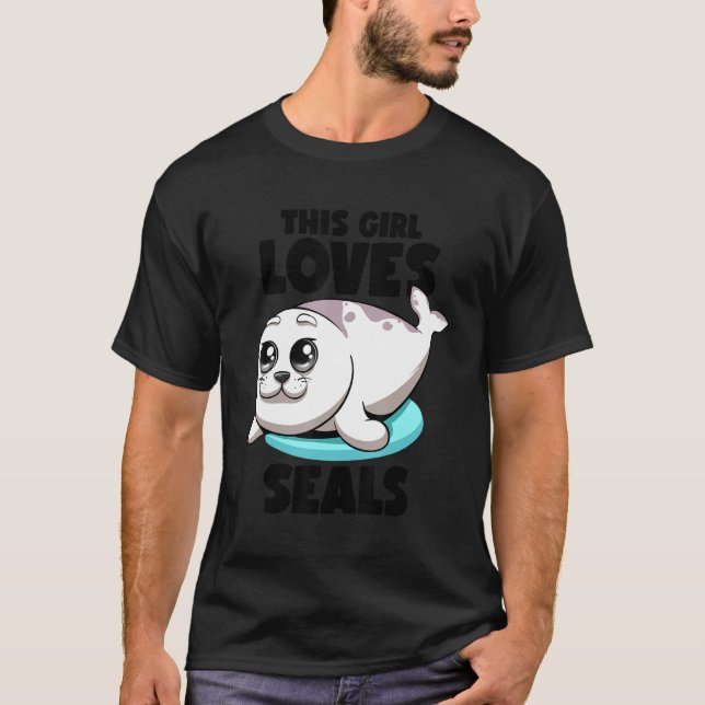 T-shirt Cette Fille Aime Les Phoques Gros Chubby Phoques M (Devant)