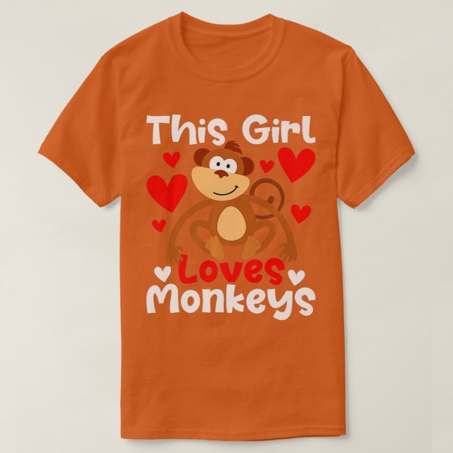 T-shirt Cette fille aime les singes Safari Zoo Animal Prim (Design devant)