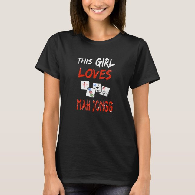 T-shirt Cette fille aime Mah Jongg Fun Tile Jeu de l'habil (Devant)