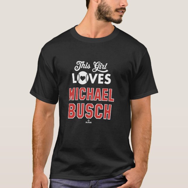 T-shirt Cette fille aime Michael Busch Chicago Baseball ML (Devant)