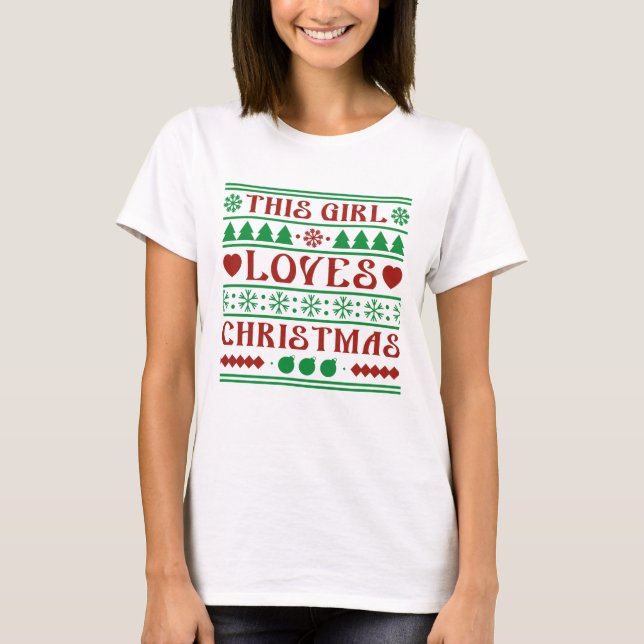 T-shirt Cette fille aime Noël (Devant)