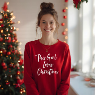 T-shirt Cette fille aime Noël Brosse tendance Script
