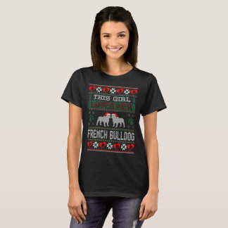 T-shirt Cette fille aime Noël de bouledogue français laid