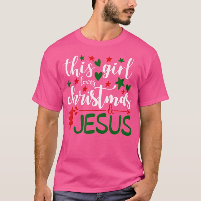 T-shirt Cette Fille Aime Noël Et Jésus - Chrétien (Devant)