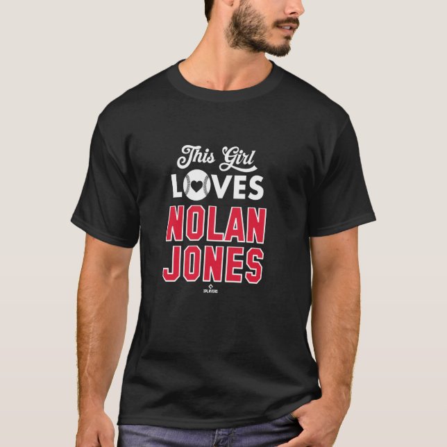 T-shirt Cette fille aime Nolan Jones Cleveland Baseball ML (Devant)