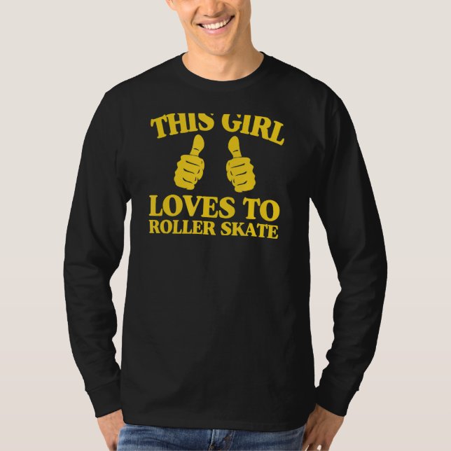 T-shirt Cette Fille Aime Roller Patiner Deux Pouces (Devant)