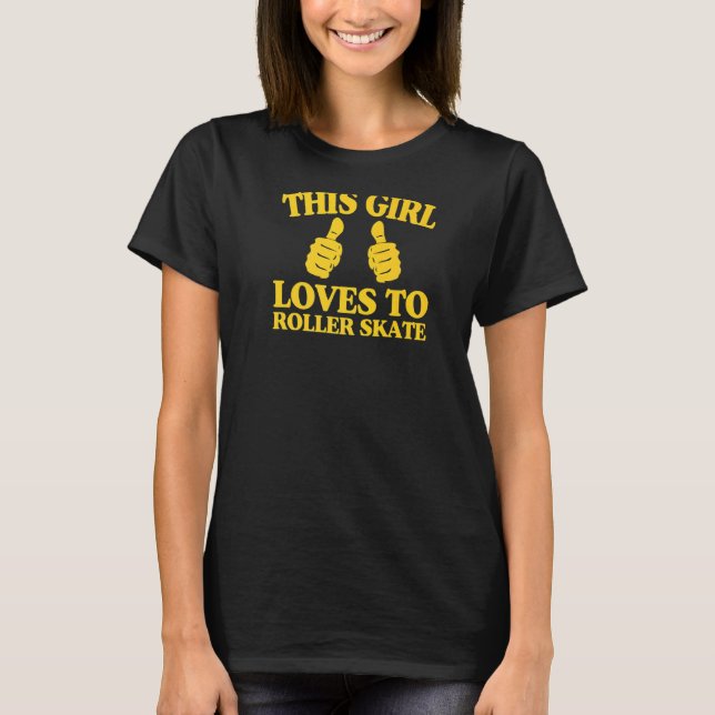 T-shirt Cette Fille Aime Roller Patiner Deux Pouces 2 (Devant)