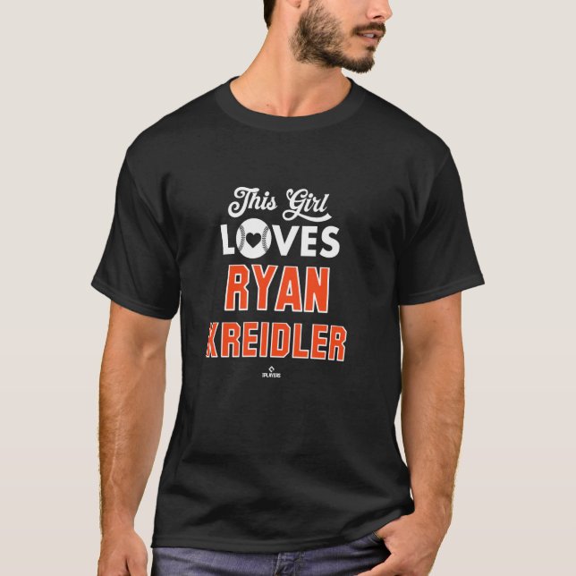 T-shirt Cette fille aime Ryan Kreidler Detroit Baseball ML (Devant)