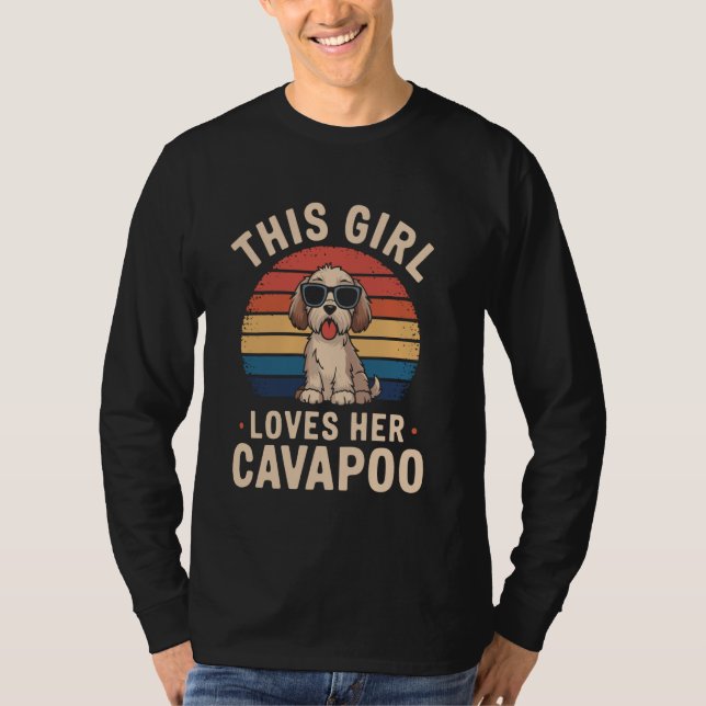 T-shirt Cette Fille Aime Son Cavapoo Retro Cute Dog Artwor (Devant)