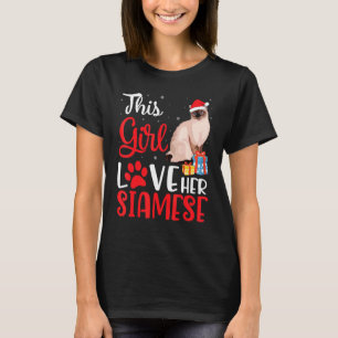 T-shirt Cette Fille Aime Son Chat Siamois Noel Costume Chr