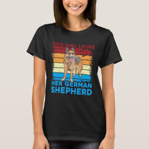 T-shirt Cette fille aime son chien berger allemand Dire