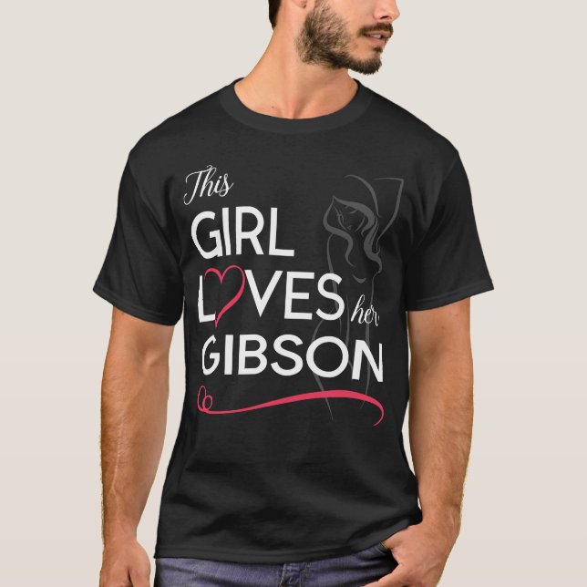 T-shirt Cette fille aime son GIBSON (Devant)
