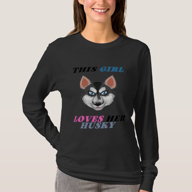 T-shirt Cette Fille Aime Son Husky (Devant)