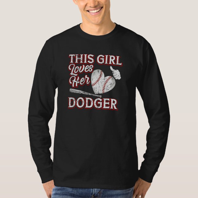 T-shirt Cette fille aime son lanceur de gants de Dodger Pi (Devant)