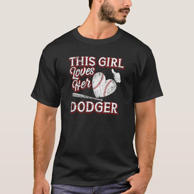 T-shirt Cette fille aime son lanceur de gants de Dodger Pi (Devant)