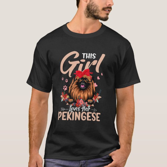T-shirt Cette Fille Aime Son Pekingese (Devant)