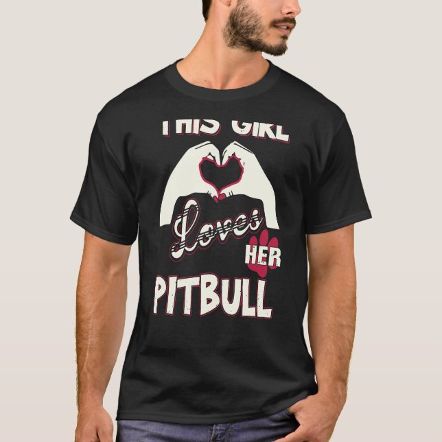 T-shirt Cette Fille Aime Son Pitbull (Devant)