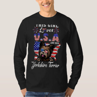 T-shirt Cette Fille Aime Usa Son Chien 4 juillet Yorkshire