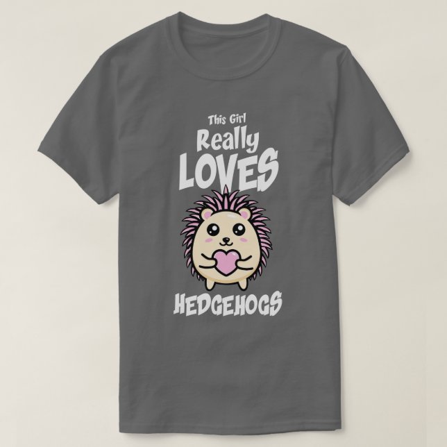 T-shirt Cette fille aime vraiment les hérissons (Design devant)