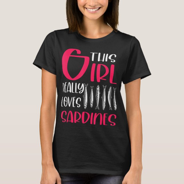 T-shirt Cette Fille Aime Vraiment Les Sardines Pêche Poiss (Devant)