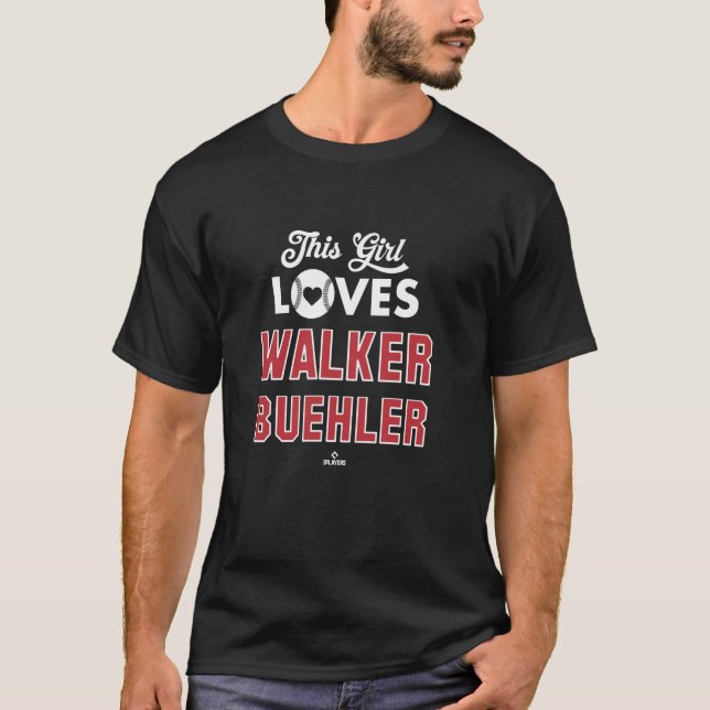 T-shirt Cette fille aime Walker Buehler Boston Baseball ML (Devant)