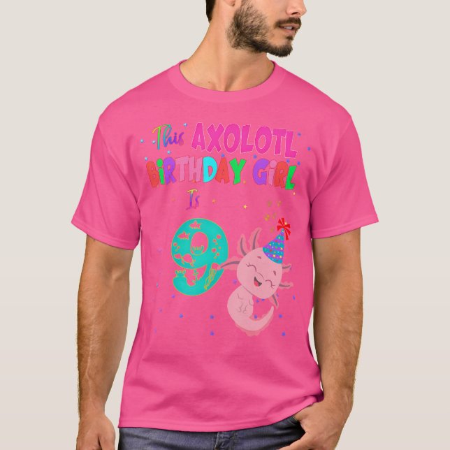 T-shirt Cette Fille Axolotl A 9 Ans Salamandre Amphibienne (Devant)