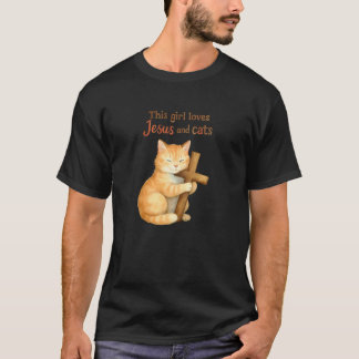 T-shirt Cette fille chrétienne aime Jésus et les chats Câl
