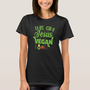 T-shirt Cette Fille Court Avec Jésus Et La Nourriture Végé
