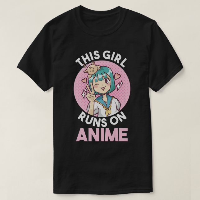 T-shirt Cette fille court sur anime  (Design devant)