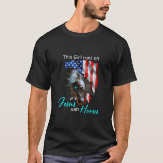 T-shirt Cette fille court sur le drapeau américain de Jésu
