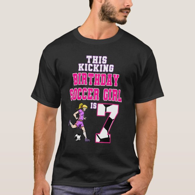 T-shirt Cette Fille De Football Anniversaire Est 7 Thème D (Devant)