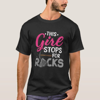 T-shirt Cette Fille S'Arrête Pour Rocks Rock Collector Geo