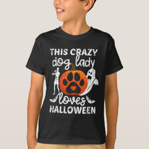 T-shirt Cette folle dame de chien aime Halloween Pumpkin D