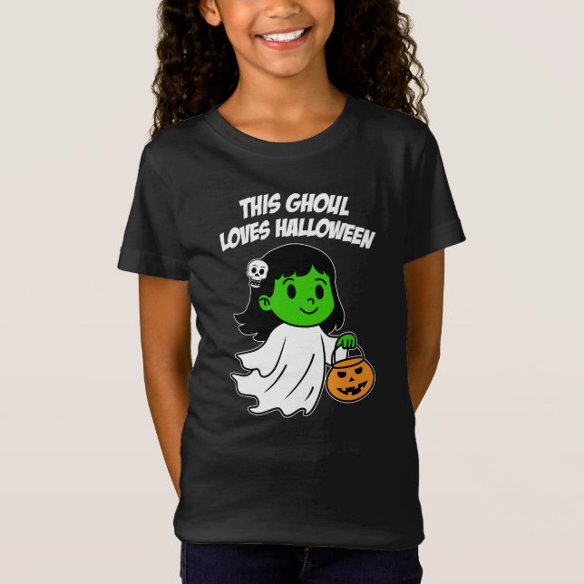 T-Shirt Cette Ghoul Aime Halloween fille mignonne (Devant)