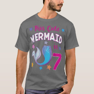 T-shirt Cette mignonne sirène est 7 Anniversaire Thème Par