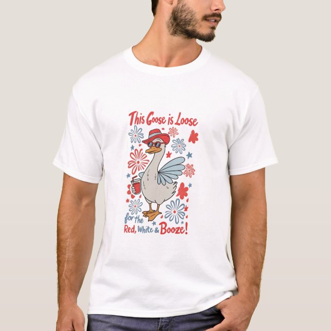 T-shirt Cette oie est perdue pour le rouge, le blanc et la (Devant)