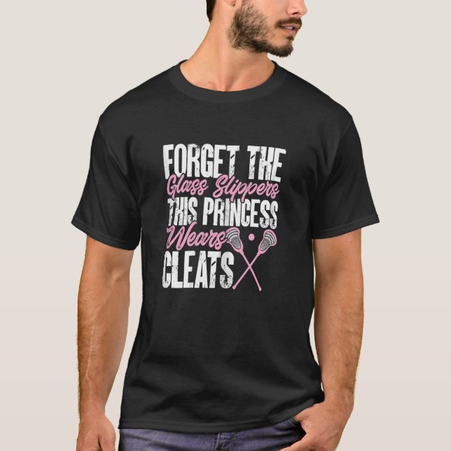 T-shirt Cette Princesse Porte Nettoie Lacrosse Girl Player (Devant)