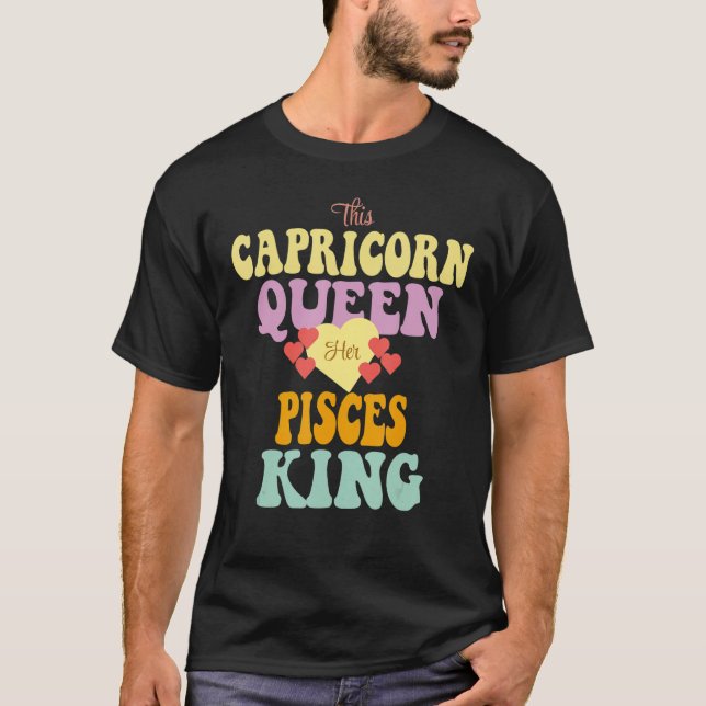T-SHIRT CETTE REINE CAPRICORN AIME SES PISCES ROI (Devant)