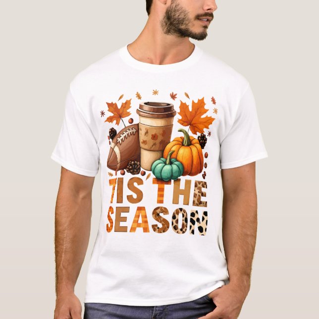 T-shirt Cette saison Herbstzeit mit Football und Kaffee (Devant)