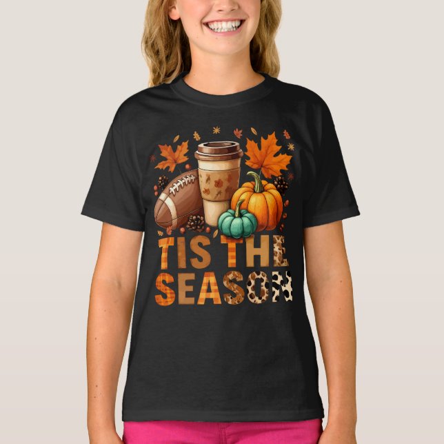 T-shirt Cette saison Herbstzeit mit Football und Kaffee (Devant)