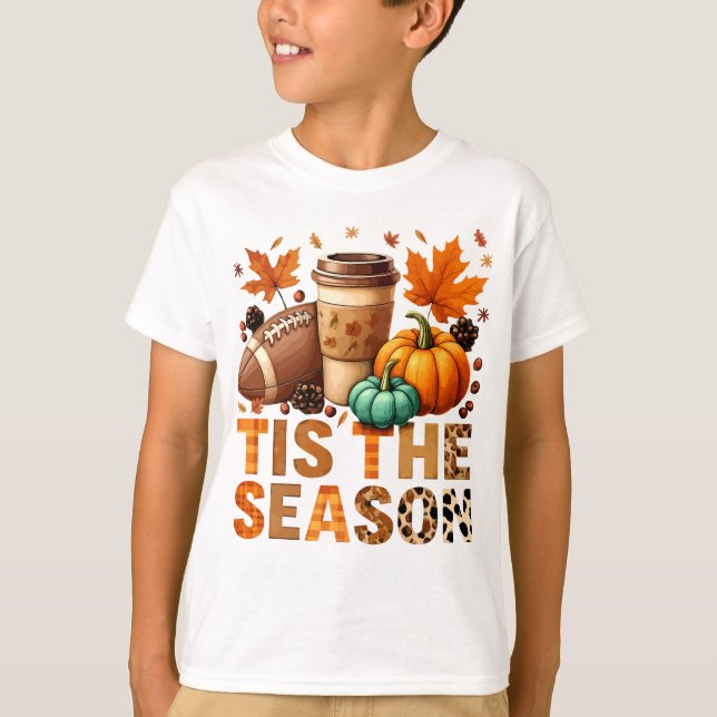 T-shirt Cette saison Herbstzeit mit Football und Kaffee (Devant)