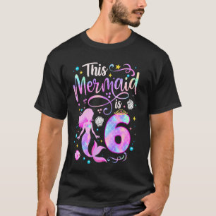 T-shirt Cette Sirène Est 6 Mignonne 6e Anniversaire Fille
