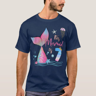 T-shirt Cette Sirène Est 7e Anniversaire Filles Magique 7