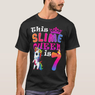 T-shirt Cette Slime Queen Est 7 Anniversaire Unicorn Don P