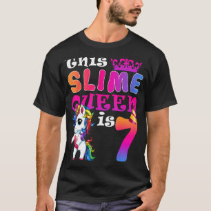 T-shirt Cette Slime Queen Est 7 Anniversaire Unicorn Don P