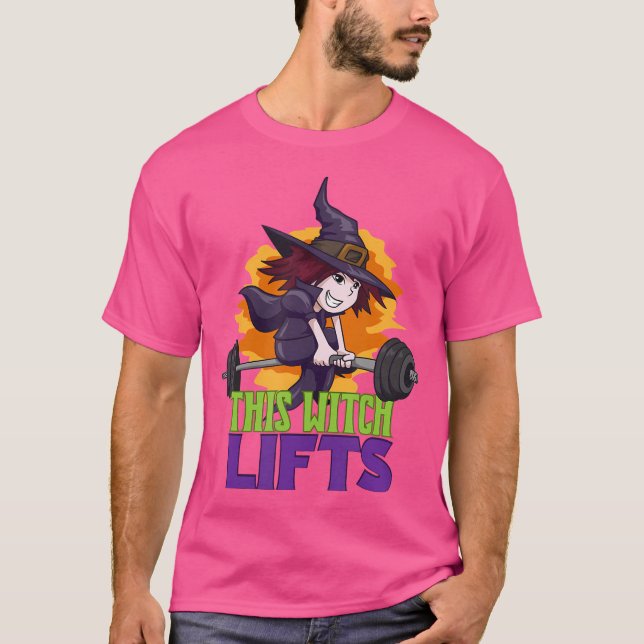 T-shirt Cette Sorcière lève Drôle Halloween Fitness Peser (Devant)