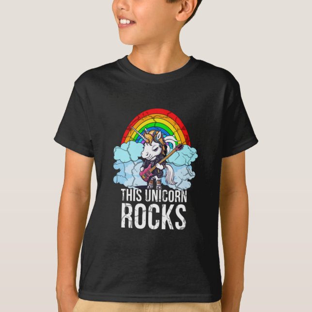 T-shirt Cette Unicorn Rocks Guitare (Devant)