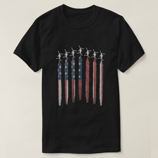 T-shirt CH47 Chinook Helicopter American Flag Chinook Squa (Design devant)
